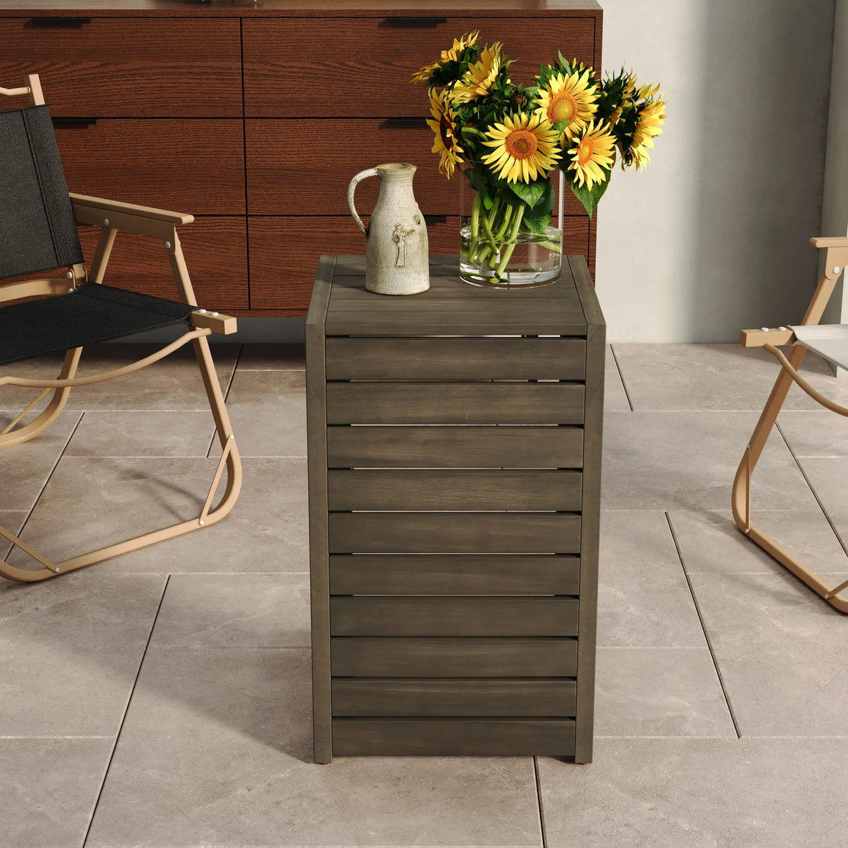 Aluminum Outdoor C - Shaped Side Table For Patio