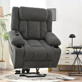Power Lift Recliner Chair With Extended Footrest, Remote Control, Cup Holders, And Side Pockets - Furniture Home Direct