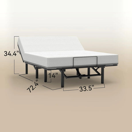 Adjustable Bed Base Frame With Head And Foot Incline, Quiet Motor, Queen Size Steel, Dual USB A, C Ports - Black - Furniture Home Direct