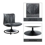 Piotr - Top Grain Leather Accent Chair With Swivel - Black - Furniture Home Direct