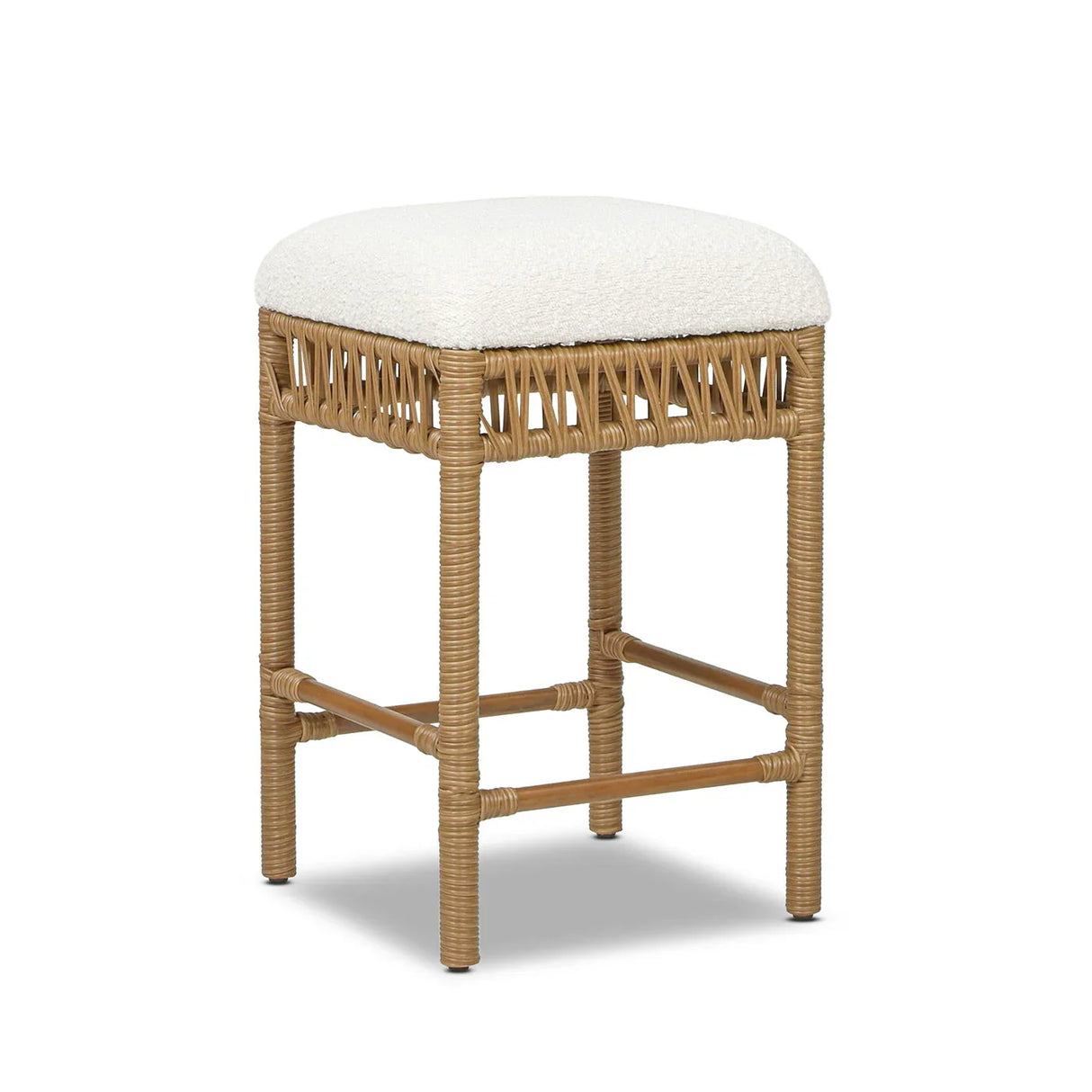 Lucia - Backless Upholstered Counter Stool With Frame - Ivory White - Furniture Home Direct