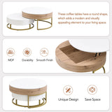 Nesting Coffee Tables Lift Top With 2 Drawers White Natural - Furniture Home Direct