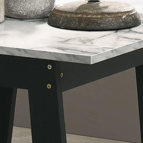 Kenzo - End Table With Faux Marble Top Finish - Black - Furniture Home Direct