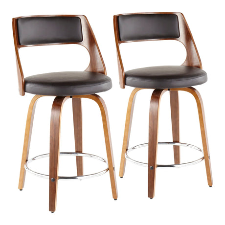 Cecina - Mid-Century Modern Fixed Height Counter Stool With Swivel And Round Footrest (Set of 2) - Furniture Home Direct