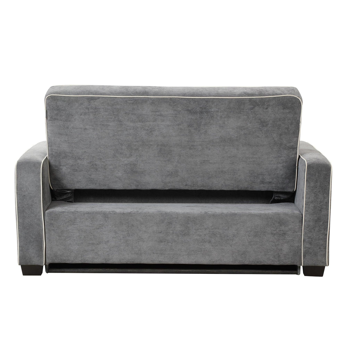 Upholstered Loveseat with Pull Out Sofa, Two Throw Pillows, Dual USB Charging Port And Adjustable Backrest - Gray - Furniture Home Direct