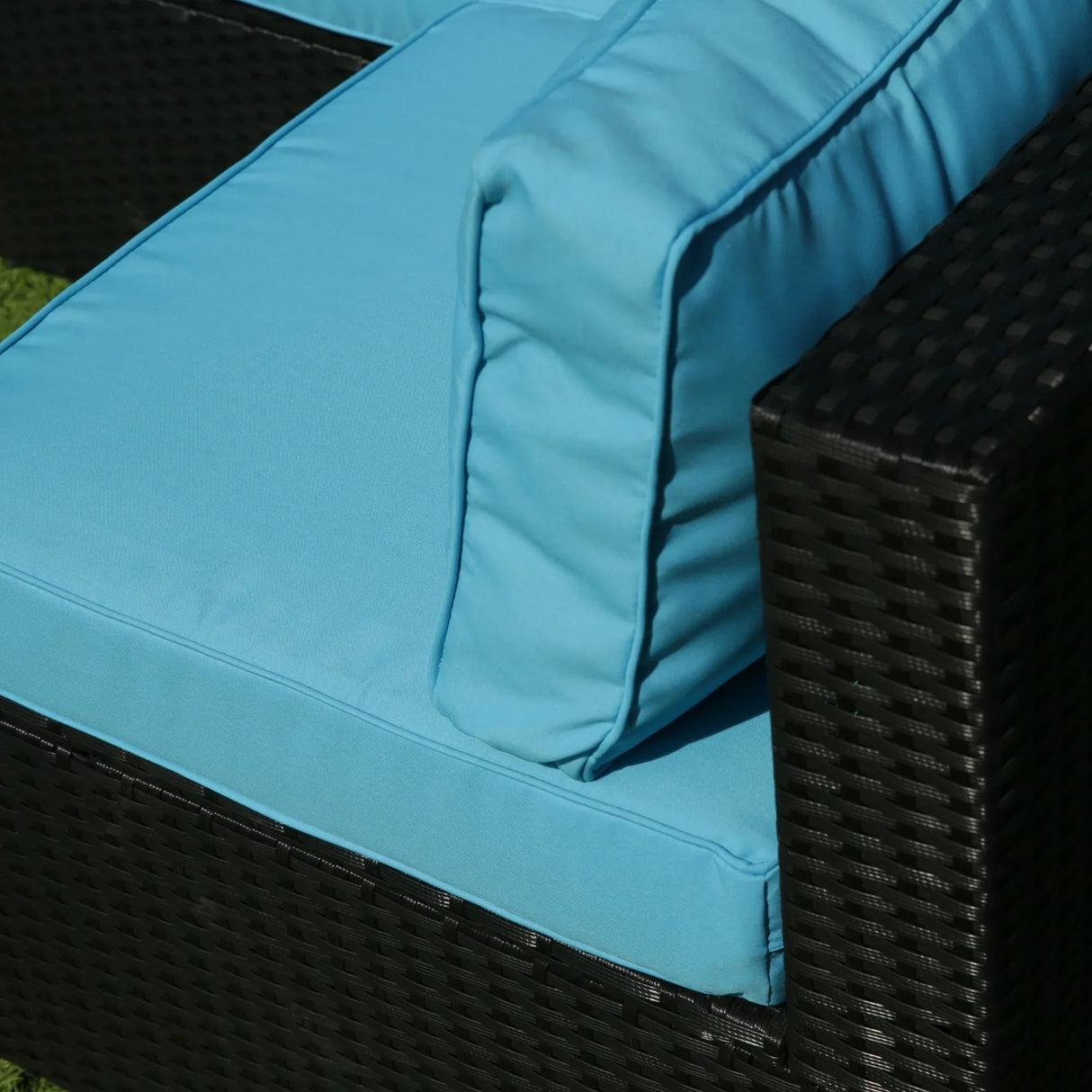 Outdoor Sectional Set With Blue Cushions - Furniture Home Direct