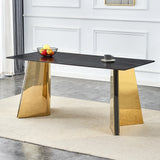 Dining Table Black Marble With Gold Butterfly Legs Black - Furniture Home Direct