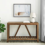 Farmhouse A Frame Entry Table With Lower Shelf - Furniture Home Direct
