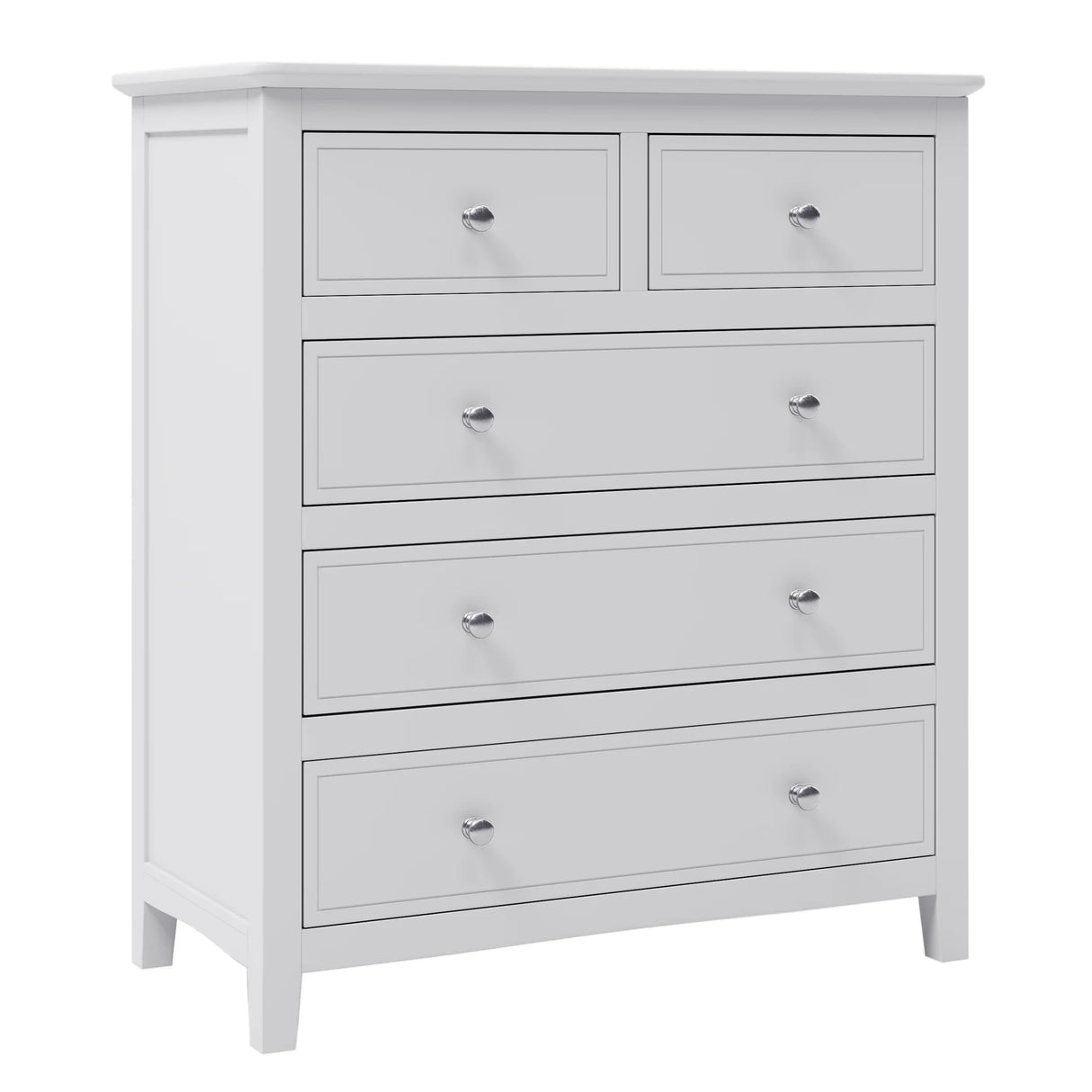 White Solid Wood 5 Piece Queen Bedroom Set(bed, 2 nightstands,chest,dresser) - Furniture Home Direct