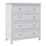 White Solid Wood 5 Piece Queen Bedroom Set(bed, 2 nightstands,chest,dresser) - Furniture Home Direct