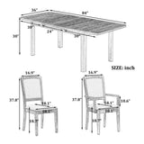 Topmax - Rustic Extendable Dining Table Set With Removable Leaf, 6 Upholstered Armless Dining Chairs And 2 Padded Arm Chairs, 9 Pieces - Furniture Home Direct
