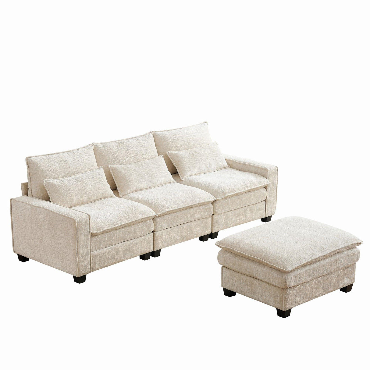 Modern Comfy Chenille L Shaped Sectional Sofa With Movable Ottoman - Furniture Home Direct