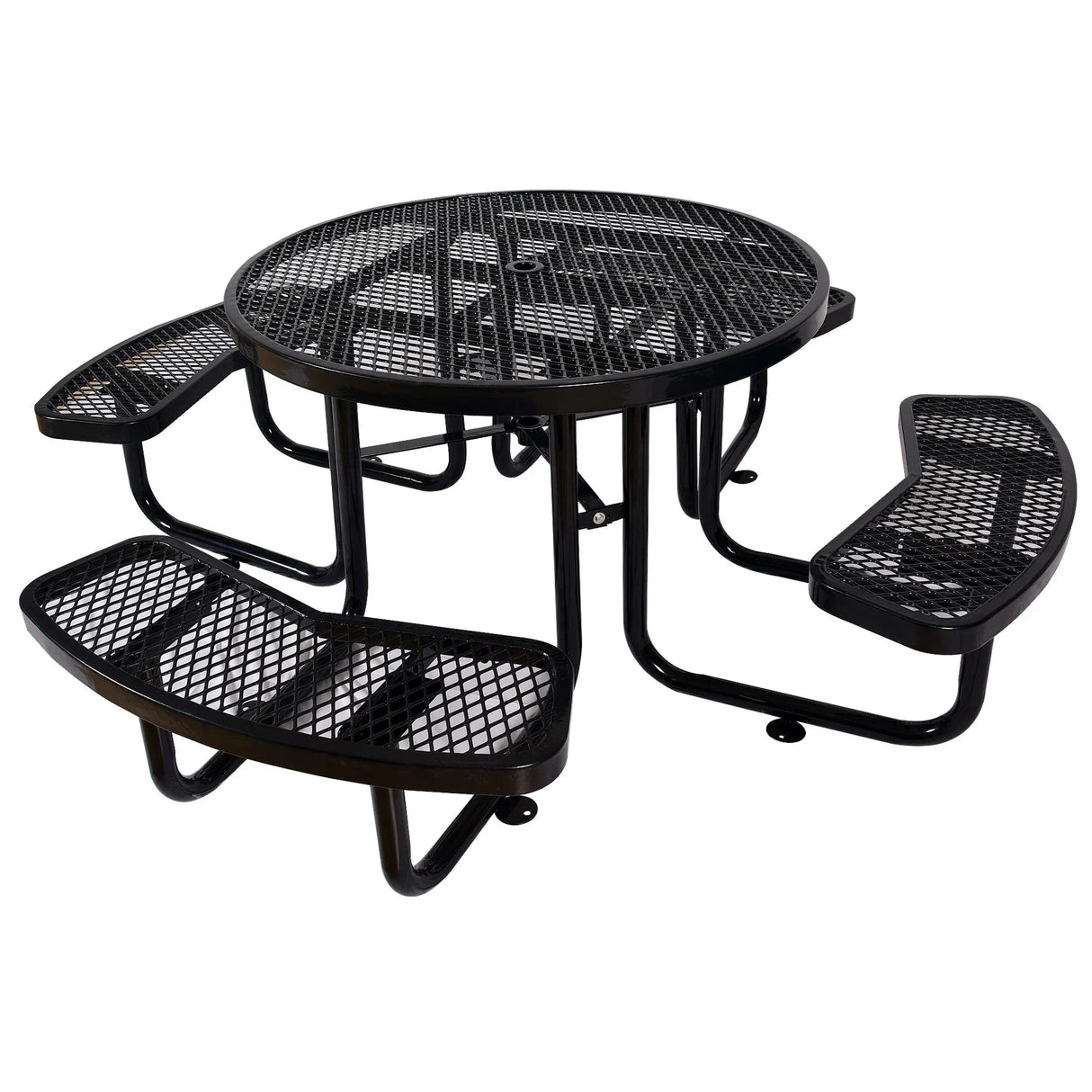 Round Outdoor Steel Picnic Table With Umbrella Pole - Furniture Home Direct