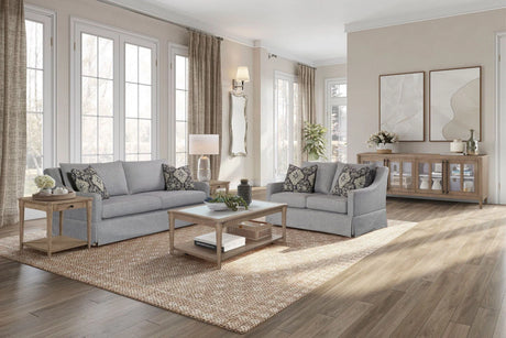 Loveseat With Skirt And Reversable Cushions And 2 Pillows - Light Gray - Furniture Home Direct