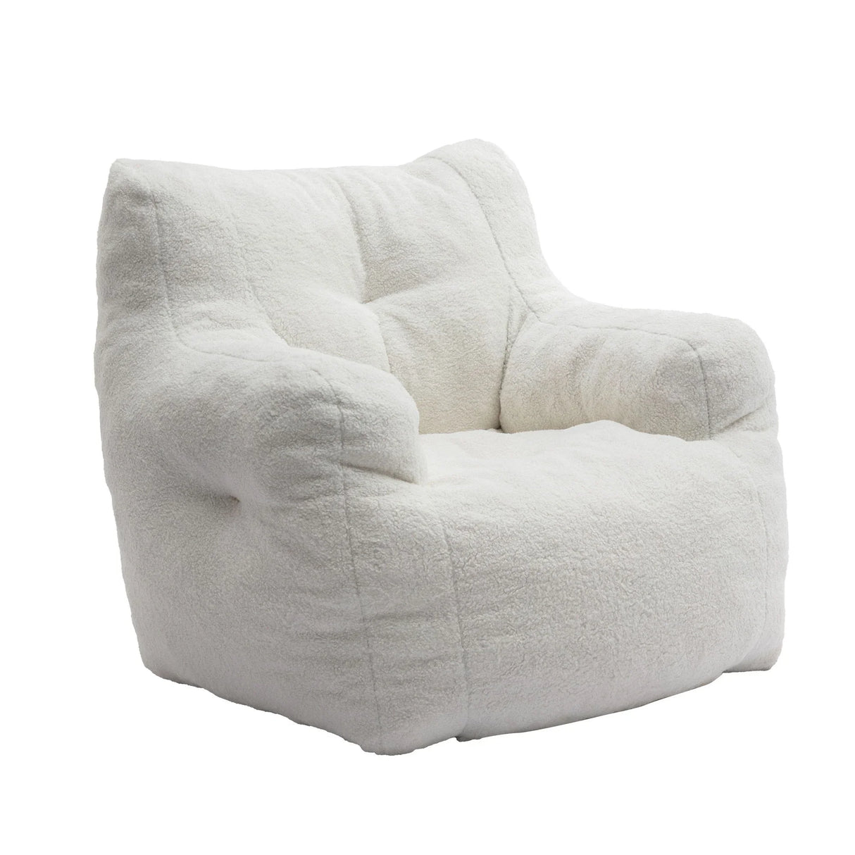 Soft Teddy Fabric Tufted Foam Bean Bag Chair With Teddy Fabric