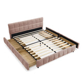 Modern Platform Bed Frame With Thick Chenille Fabric - Furniture Home Direct