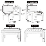 Outdoor 5-Piece Sectional Set with Cushions, Natural Finish+ Beige Cushions - Furniture Home Direct