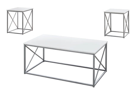 Table Set, Coffee, End, Side, Accent, Living Room, Contemporary, Modern (Set of 3) - White - Furniture Home Direct