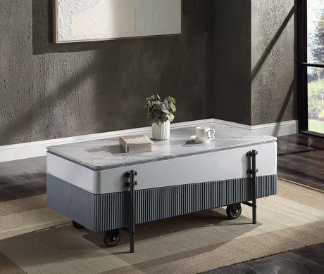 Wilkins - High Gloss Coffee Table With Lift Top - Gray / White - Furniture Home Direct