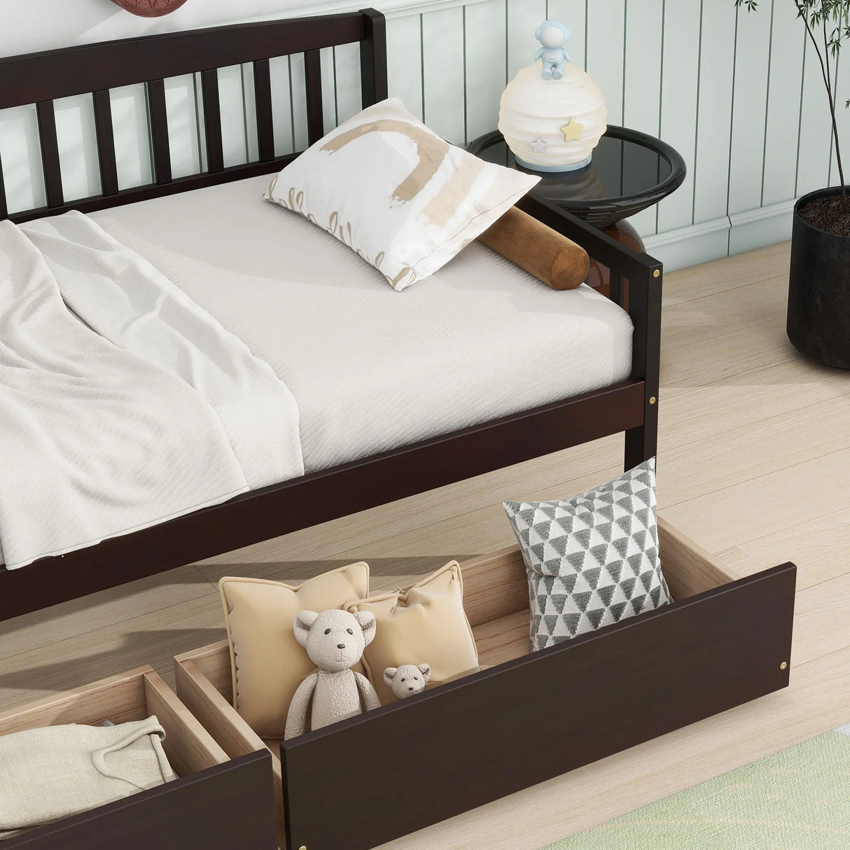 Pine Wood Daybed With Two Storage Drawers, Sofa Bed With Bed Platform Of 10 Support Slats - Furniture Home Direct