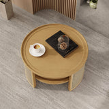 Round Coffee Table With Storage Caned Sides Natural - Furniture Home Direct