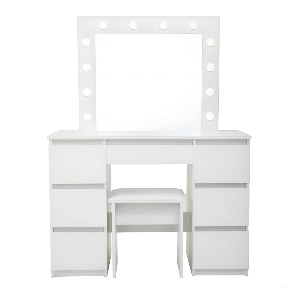 Large Vanity Tables With Mirror And Light - Matte White - Furniture Home Direct