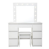 Large Vanity Tables With Mirror And Light - Matte White - Furniture Home Direct