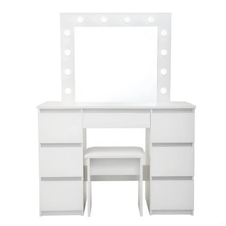 Large Vanity Tables With Mirror And Light - Matte White - Furniture Home Direct