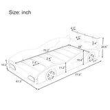 Wooden Race Car Bed, Car Shaped Platform Twin Bed With Wheels For Teens - Furniture Home Direct