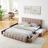 Modern Platform Bed Frame With Thick Chenille Fabric - Furniture Home Direct
