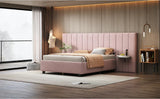 Full Size Upholstered Platform Bed Tall Headboard Pink - Furniture Home Direct