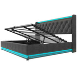 King Bed LED 360 Surround Lighting Storage USB Type C Gray - Furniture Home Direct