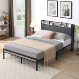 Modern Bed Frame With LED Lights, Upholstered Headboard, USB Charging - Furniture Home Direct