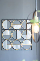 Eclectic Styling Metal Beaded Wall Mirror With Contemporary Design For Bedroom, Liveroom & Entryway - Furniture Home Direct