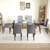 Dining Set With Glass Table And Upholstered Chairs Gray - Furniture Home Direct