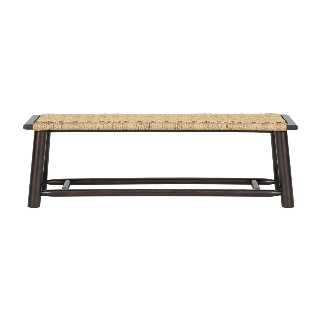 Farmhouse Modern Solid Wood Rattan Bench Multi Functional Design 59" Indoor & Covered Outdoor Bench - Walnut