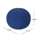 Bordeaux - Knitted Cotton Round Pouf, Versatile Ottoman And Floor Cushion - Furniture Home Direct