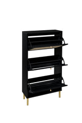 Rattan 3 Door Shoe Rack, Freestanding Modern Shoe Storage Cabinet, for Entryway - Furniture Home Direct