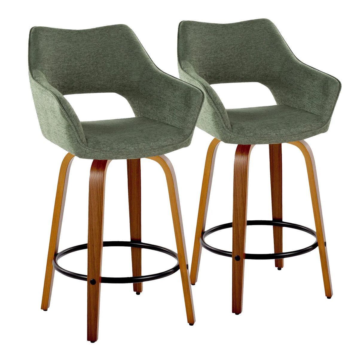 Mustang - Contemporary Fixed Height Counter Stool With Swivel With Round Footrest (Set of 2) - Furniture Home Direct