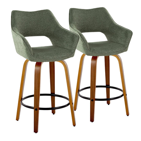 Mustang - Contemporary Fixed Height Counter Stool With Swivel With Round Footrest (Set of 2) - Furniture Home Direct