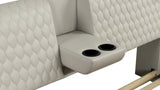 Queen Bed Upholstered Platform with Built in Lighting Beige - Furniture Home Direct