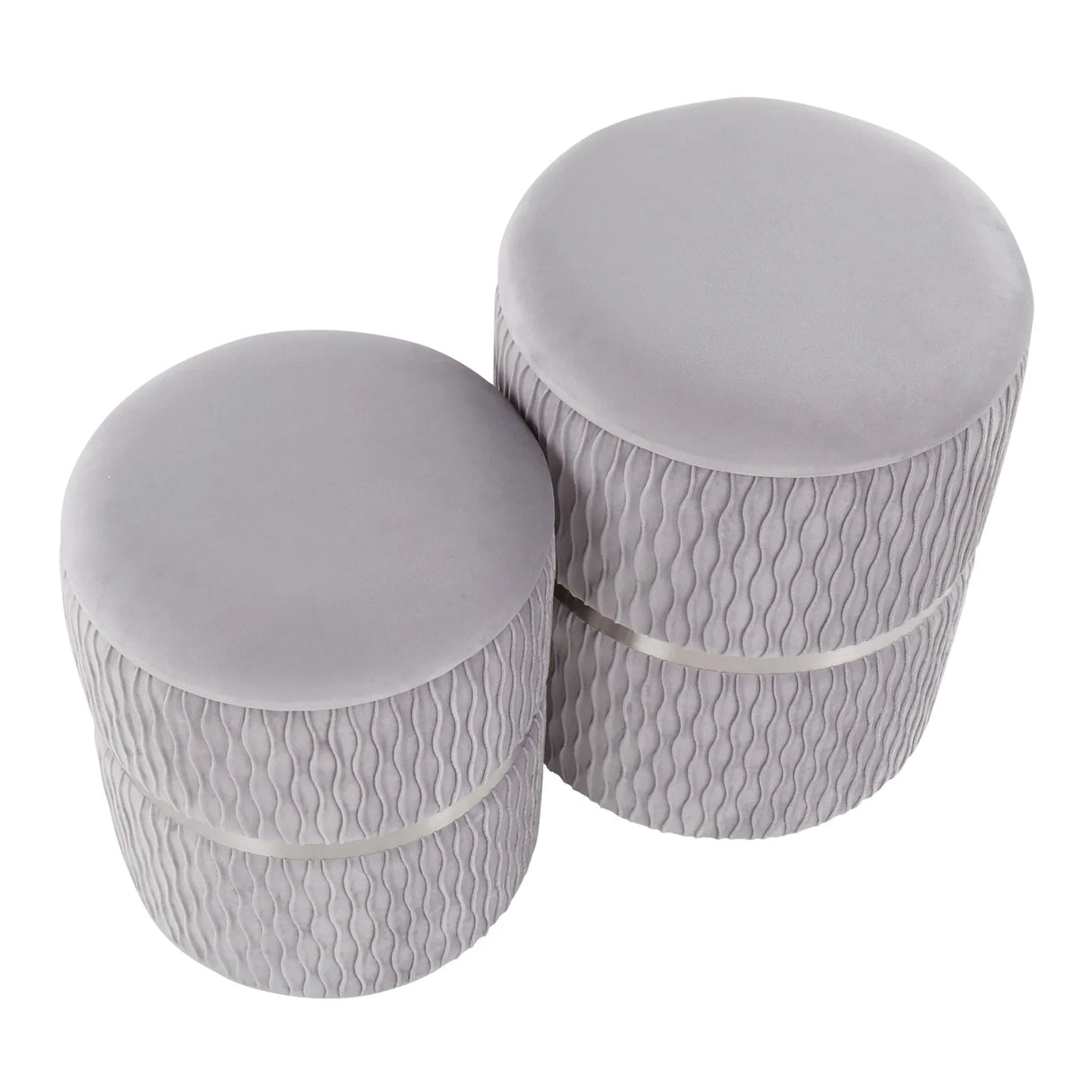 Cinch - Contemporary / Glam Nesting Ottoman Set - Chrome / Silver - Furniture Home Direct