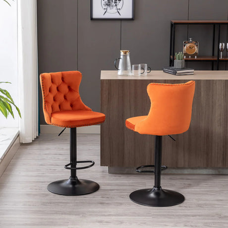 Swivel Velvet Barstools Adjusatble Seat Height, Modern Upholstered Bar Stools With Backs Comfortable Tufted For Home Pub And Kitchen Island (Set of 2) - Furniture Home Direct
