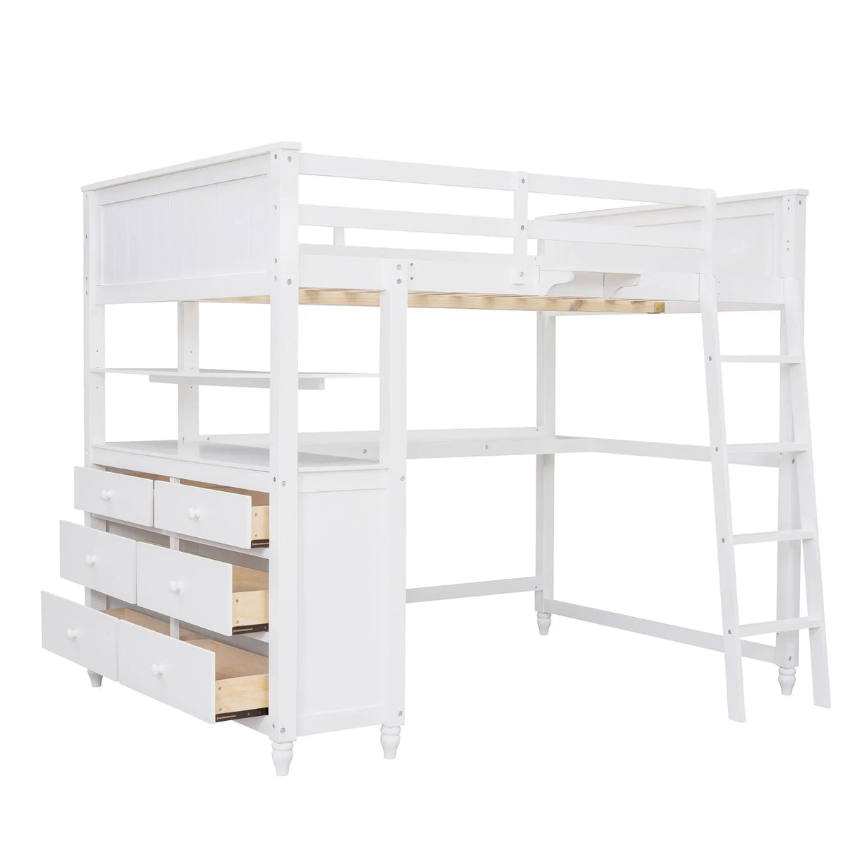 Loft Bed With Drawers With Desk And Shelves - Furniture Home Direct