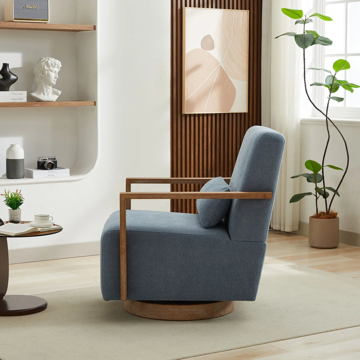 Swivel Modern Upholstered Accent Chair With Armrests - Furniture Home Direct