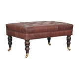 Buffalo - Leather Ottoman With Castor Legs - Furniture Home Direct