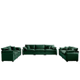 Modern Living Room 3 Piece Set - Green Corduroy - Furniture Home Direct