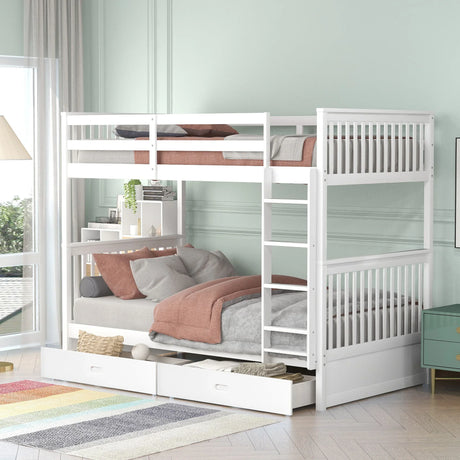 Bunk Bed With Ladders And 2 Storage Drawers - Furniture Home Direct