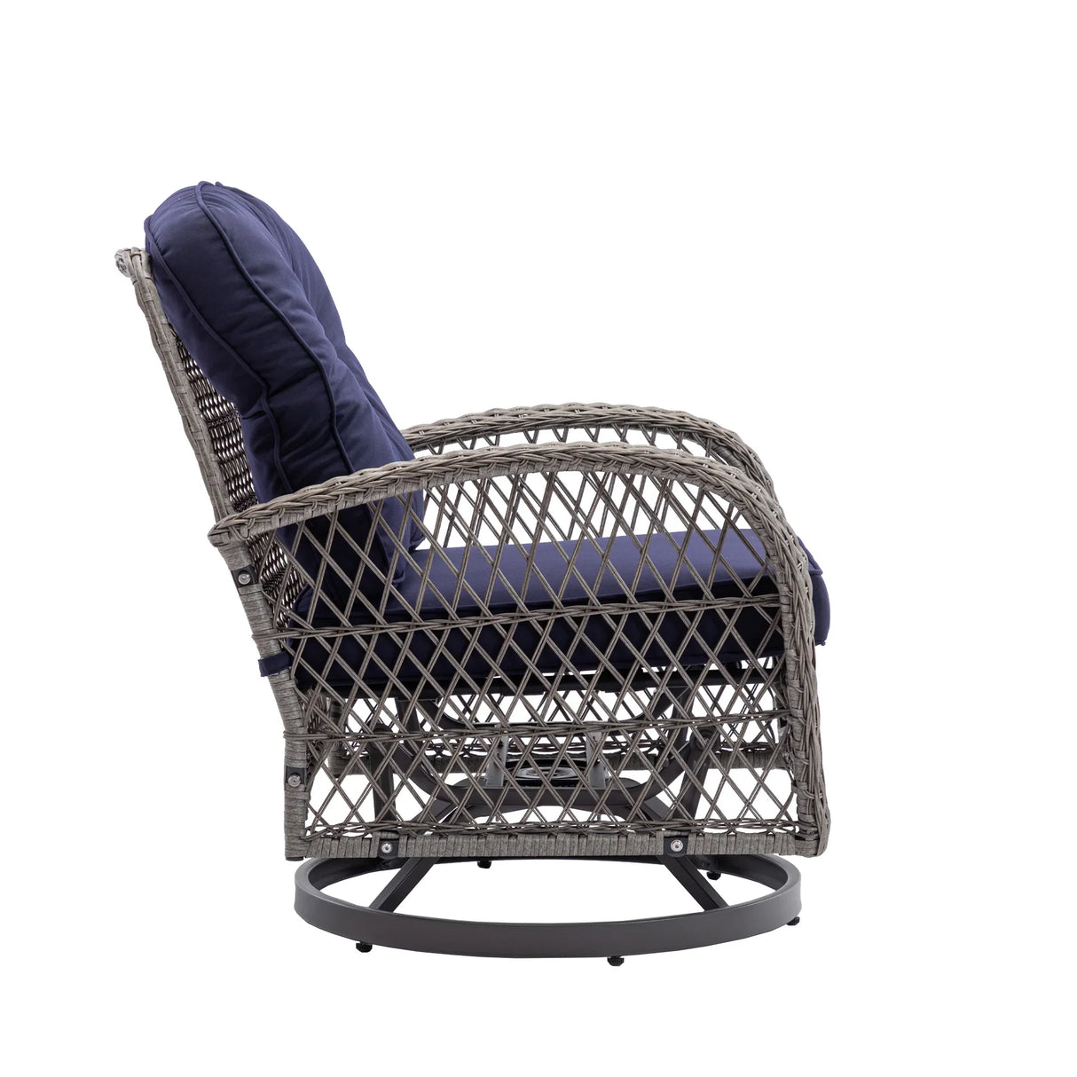 3 Piece Conversation Set With Glass Coffee Table - Navy Blue - Furniture Home Direct