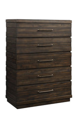 Indutrial Farmhouse 5 Drawer Chest - Brown - Furniture Home Direct